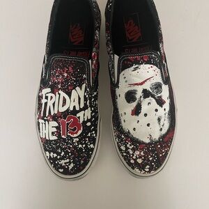 Vans Horror-Themed Slip-On Shoes - Black, White, Red